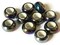 10 13mm Black Rainbow Porcelain Rondelle Beads - Large Hole Beads